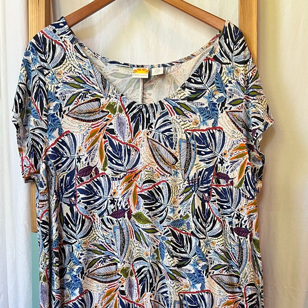 C & C California Dress 2X short sleeve dress multicolored